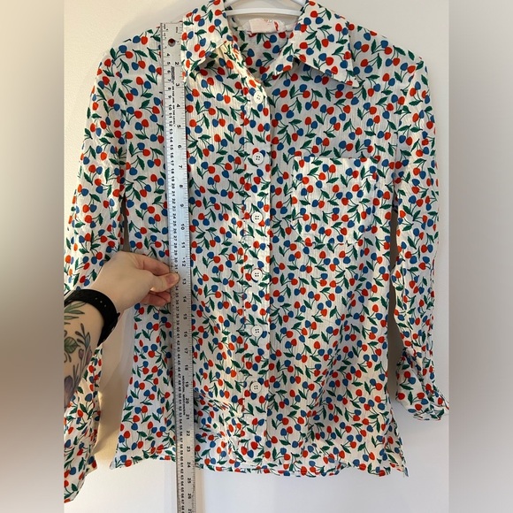 Vintage Mondi Cherry Long Sleeve Blouse and Pleated Skirt - Picture 13 of 16